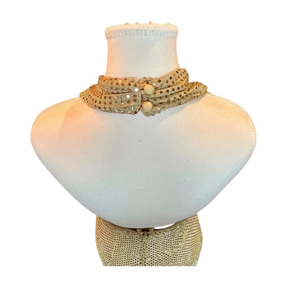 Vintage Gold Sequin Halter Evening Gown – Chica’s California – Size S – Made in - Picture 6 of 6